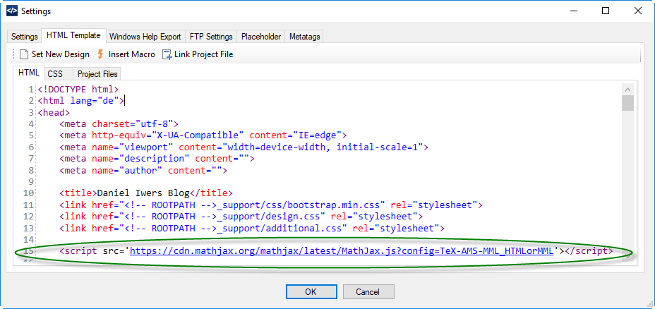 Image for HTML template settings in DA-HelpCreator